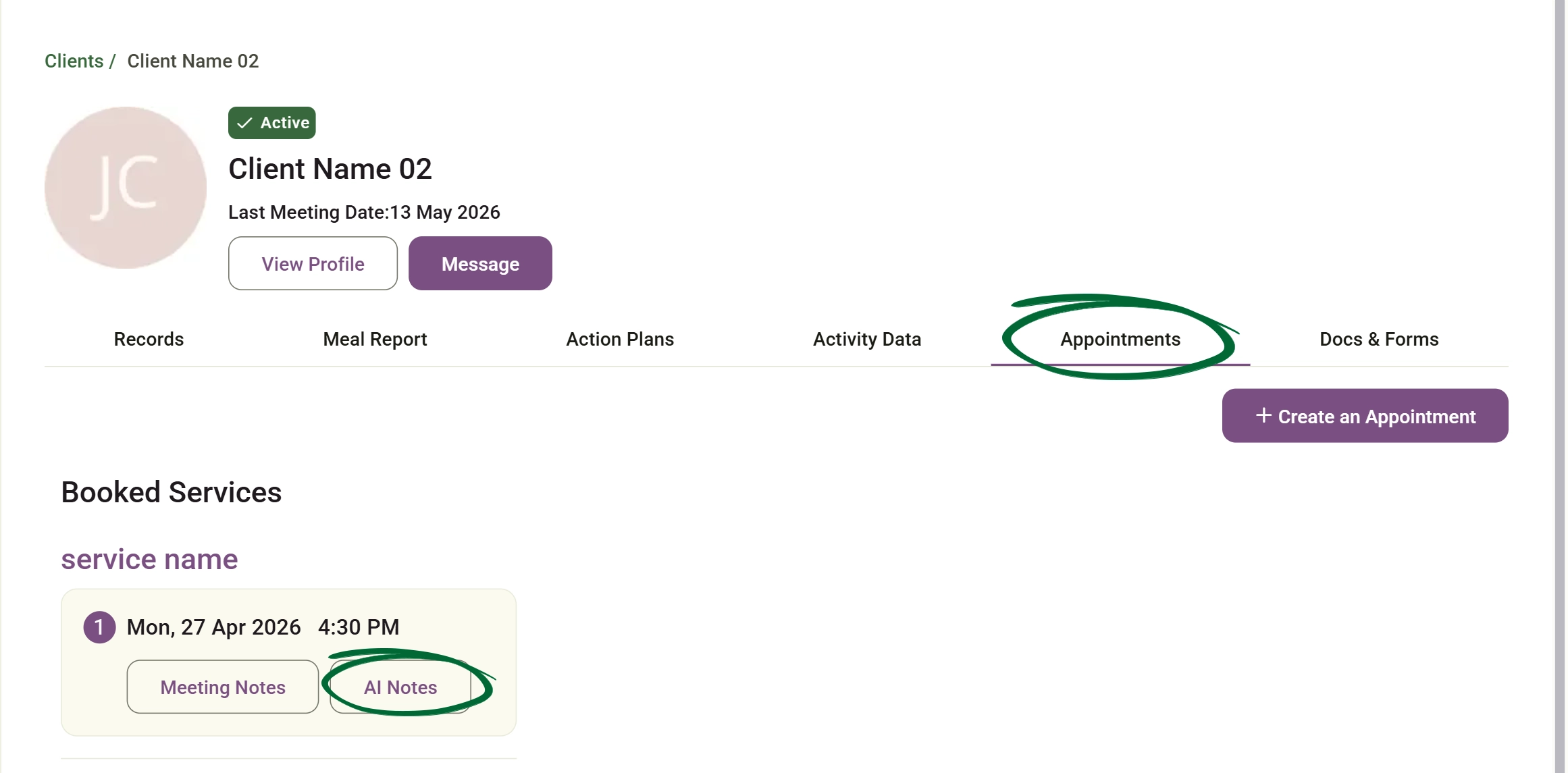 Open a Client Session screenshot